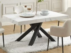 Table à Manger Extensible 6 à 10 Couverts En MDF Et Métal - Effet Marbre Blanc Et Noir - CATONAV 19 Table à Manger Extensible 6 à 10 Couverts En MDF Et Métal - Effet Marbre Blanc Et Noir - CATONAV -Vous savez quand c'est un magasin de meubles. table a manger 22039283