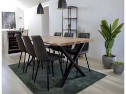 Tony Table De Salle à Manger 95x200 Cm Avec Bord Ondulé, Chêne, Pieds Noirs. -Vous savez quand c'est un magasin de meubles. table a manger 22086065