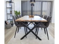 Tony Table De Salle à Manger 95x200 Cm Avec Bord Ondulé, Chêne, Pieds Noirs. -Vous savez quand c'est un magasin de meubles. table a manger 22086067