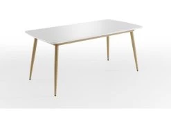 Bozen Table De Salle à Manger 90x180 Cm Blanc,miel.