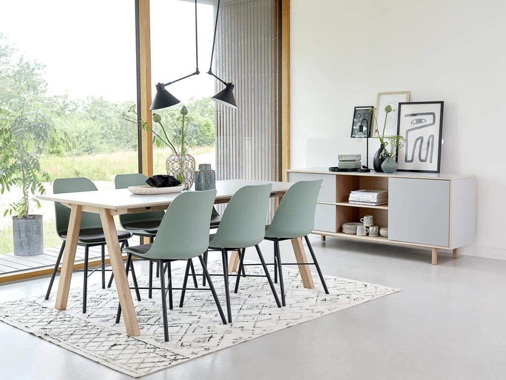 Bone Table De Salle à Manger 90x1810 Cm Extensible Avec 2 Plateaux Supplémentaires, Gris HPL. 4 Bone Table De Salle à Manger 90x1810 Cm Extensible Avec 2 Plateaux Supplémentaires, Gris HPL. – Image 2