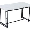 Table à Manger - Plateau Effet Marbre - Pieds Noirs En Métal- 120x70cm -Vous savez quand c'est un magasin de meubles. table a manger 22703883