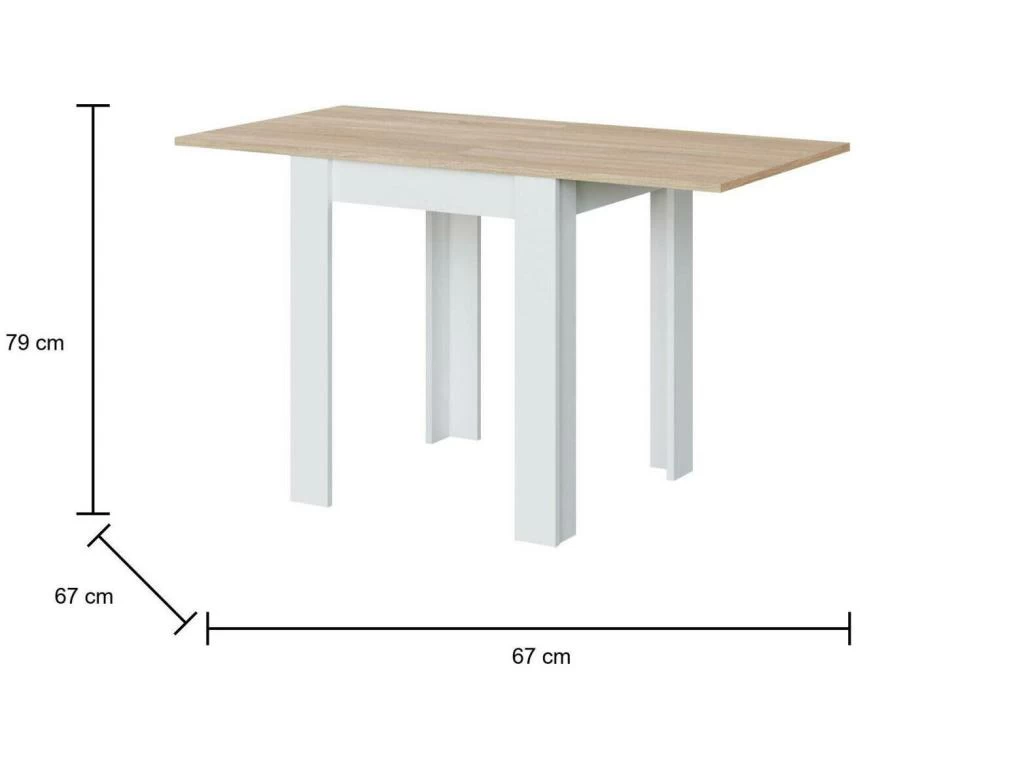Table Extensible Dkuavit, Table à Manger Pliante Avec Ouverture De Livre, Table Auxiliaire Pliable, 67x67/135h79 Cm, Blanc Et Chêne 5 Table Extensible Dkuavit, Table à Manger Pliante Avec Ouverture De Livre, Table Auxiliaire Pliable, 67x67/135h79 Cm, Blanc Et Chêne – Image 3