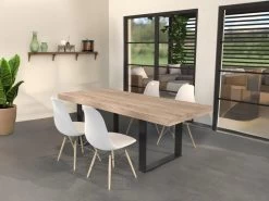 Table à Manger 8 Couverts - Naturel Et Noir - NADIEGE