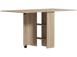 Table à Manger Pliante Mobile Sur Roulettes Avec 2 Plateaux Rabattables Et 2 étagères Intégrées - 140 X 80 X 74 Cm Naturel -Vous savez quand c'est un magasin de meubles. table a manger 22967241