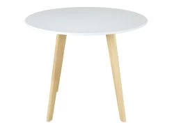 Table Ronde COLETTE - 4 Couverts - Hévéa Massif Et MDF - Blanc -Vous savez quand c'est un magasin de meubles. table a manger 267525