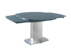 Table à Manger Extensible TALICIA - Verre Trempé & Métal - 6 à 8 Couverts - Coloris Gris -Vous savez quand c'est un magasin de meubles. table a manger 272295