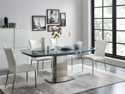 Table à Manger Extensible TALICIA - Verre Trempé & Métal - 6 à 8 Couverts - Coloris Gris -Vous savez quand c'est un magasin de meubles. table a manger 272301