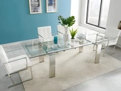 Table à Manger Extensible LUBANA - Verre Trempé & Métal - 8 à 10 Couverts -Vous savez quand c'est un magasin de meubles. table a manger 273613