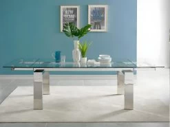 Table à Manger Extensible LUBANA - Verre Trempé & Métal - 8 à 10 Couverts -Vous savez quand c'est un magasin de meubles. table a manger 273615