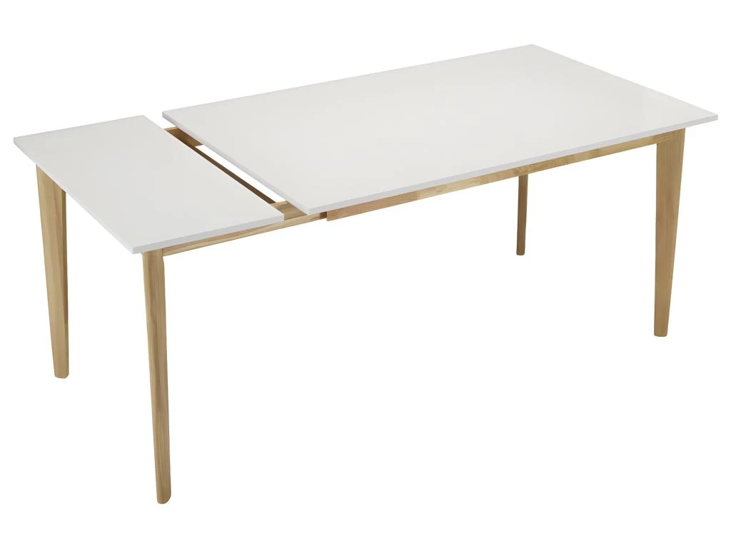 Table à Manger Extensible CARINE - 6 à 8 Couverts - Hévéa Massif Et MDF - Blanc 7 Table à Manger Extensible CARINE - 6 à 8 Couverts - Hévéa Massif Et MDF - Blanc – Image 5