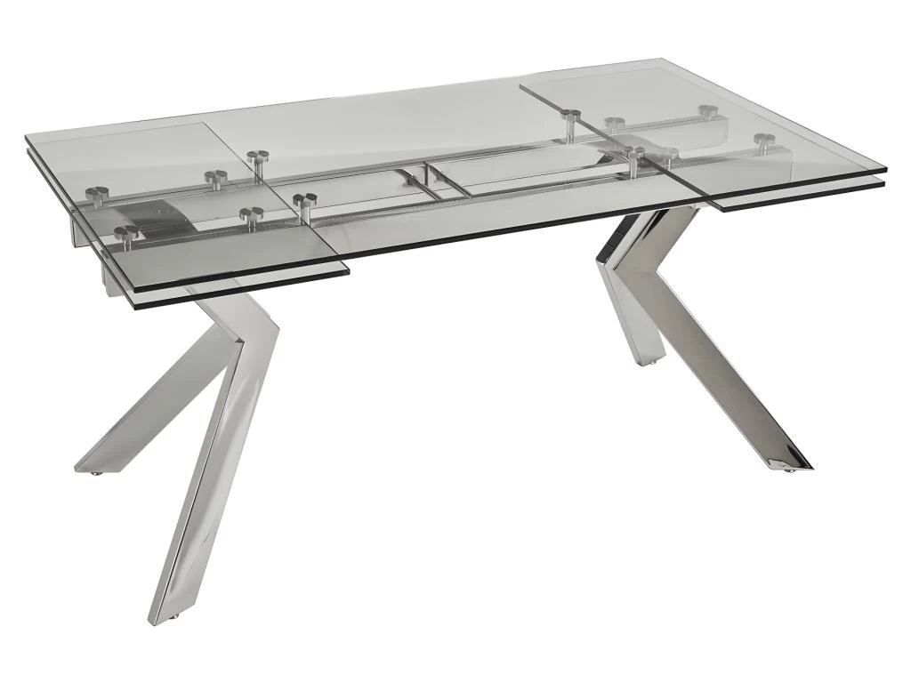 Table à Manger Extensible VELIKA - Verre Trempé & Métal - 6 à 8 Couverts 8 Table à Manger Extensible VELIKA - Verre Trempé & Métal - 6 à 8 Couverts – Image 6