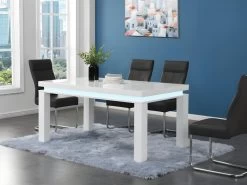 Table à Manger EMERSON - 6 Couverts - MDF Laqué Blanc - LEDs -Vous savez quand c'est un magasin de meubles. table a manger 385293