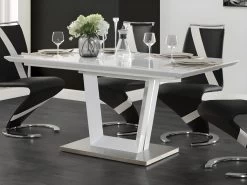 Table à Manger Extensible ALIA - 6 à 8 Couverts - MDF Laqué - Blanc