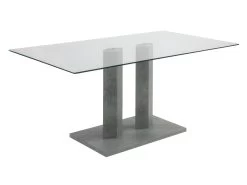 Table à Manger DENIZE - 6 Couverts - Verre Trempé Et MDF Aspect Béton 10 Table à Manger DENIZE - 6 Couverts - Verre Trempé Et MDF Aspect Béton -Vous savez quand c'est un magasin de meubles. table a manger 385745