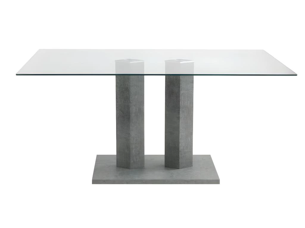 Table à Manger DENIZE - 6 Couverts - Verre Trempé Et MDF Aspect Béton 4 Table à Manger DENIZE - 6 Couverts - Verre Trempé Et MDF Aspect Béton – Image 2