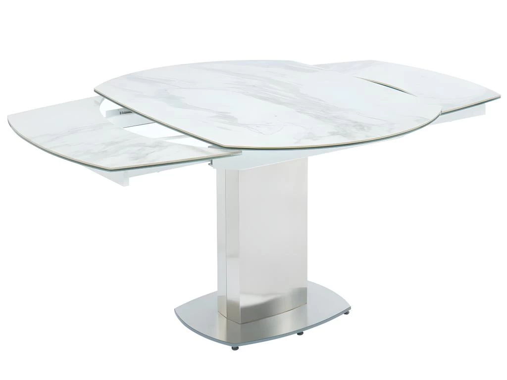 Table à Manger Extensible TALICIA - 4 à 6 Couverts - Céramique Et Acier - Effet Marbre 6 Table à Manger Extensible TALICIA - 4 à 6 Couverts - Céramique Et Acier - Effet Marbre – Image 4