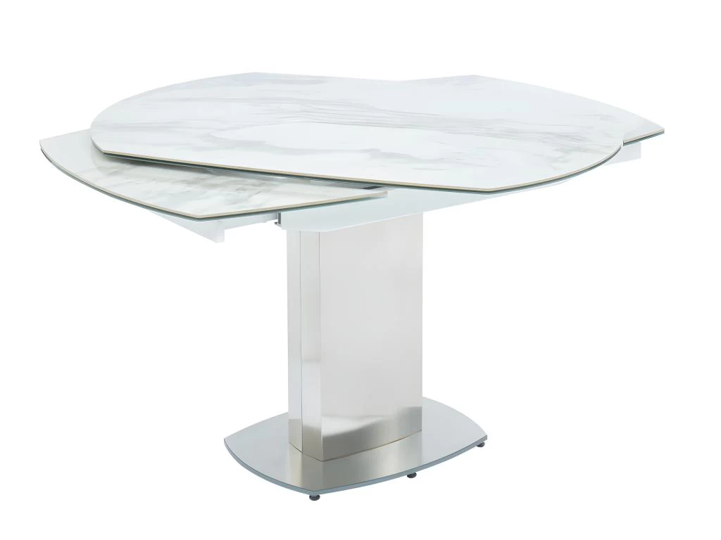 Table à Manger Extensible TALICIA - 4 à 6 Couverts - Céramique Et Acier - Effet Marbre 5 Table à Manger Extensible TALICIA - 4 à 6 Couverts - Céramique Et Acier - Effet Marbre – Image 3