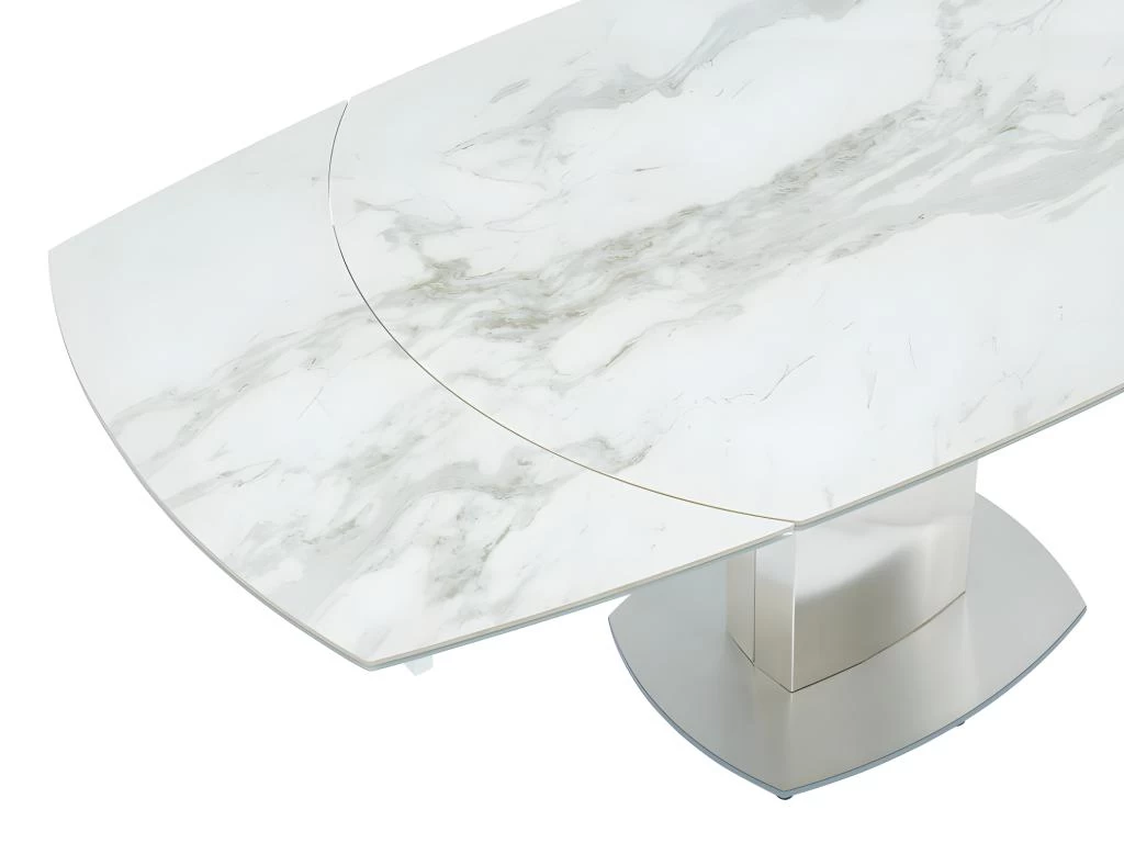 Table à Manger Extensible TALICIA - 4 à 6 Couverts - Céramique Et Acier - Effet Marbre 11 Table à Manger Extensible TALICIA - 4 à 6 Couverts - Céramique Et Acier - Effet Marbre – Image 9