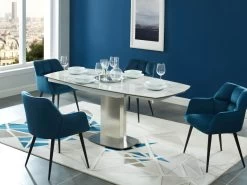 Table à Manger Extensible TALICIA - 4 à 6 Couverts - Céramique Et Acier - Effet Marbre 19 Table à Manger Extensible TALICIA - 4 à 6 Couverts - Céramique Et Acier - Effet Marbre -Vous savez quand c'est un magasin de meubles. table a manger 387733