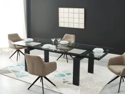 Table à Manger Extensible LUBANA - Verre Trempé & Métal - Noir - 8 à 10 Couverts -Vous savez quand c'est un magasin de meubles. table a manger 388097
