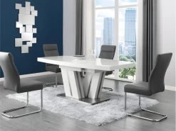 Table à Manger Extensible NOAMI II - 6 à 8 Couverts - MDF Laqué Gris Et Blanc -Vous savez quand c'est un magasin de meubles. table a manger 396925