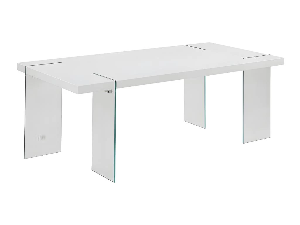 Table à Manger PAVIN - 6 Couverts - Verre Trempé Et MDF - Coloris : Blanc 7 Table à Manger PAVIN - 6 Couverts - Verre Trempé Et MDF - Coloris : Blanc – Image 5