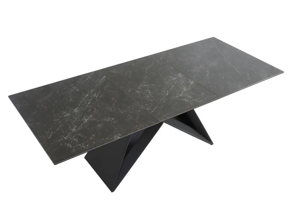 Table à Manger Extensible LIBSY - 6 à 8 Couverts - Céramique Et Métal - Noir 6 Table à Manger Extensible LIBSY - 6 à 8 Couverts - Céramique Et Métal - Noir – Image 4