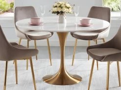 Table à Manger NORAH - 4 Couverts - Marbre Et Métal - Blanc Et Doré 9 Table à Manger NORAH - 4 Couverts - Marbre Et Métal - Blanc Et Doré -Vous savez quand c'est un magasin de meubles. table a manger 434969