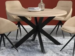 Table à Manger TILKI - 4 Couverts - MDF & Métal - Chêne Et Noir -Vous savez quand c'est un magasin de meubles. table a manger 439191