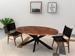 Table à Manger - 6 Couverts - Bois De Manguier Et Métal Noir - KUMAR