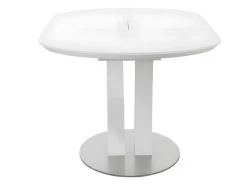 Table à Manger Extensible - 6 à 8 Couverts - MDF Et Métal Inoxydable - Blanc Laqué - TALARA -Vous savez quand c'est un magasin de meubles. table a manger 496775