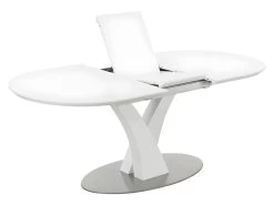 Table à Manger Extensible - 6 à 8 Couverts - MDF Et Métal Inoxydable - Blanc Laqué - TALARA -Vous savez quand c'est un magasin de meubles. table a manger 496779
