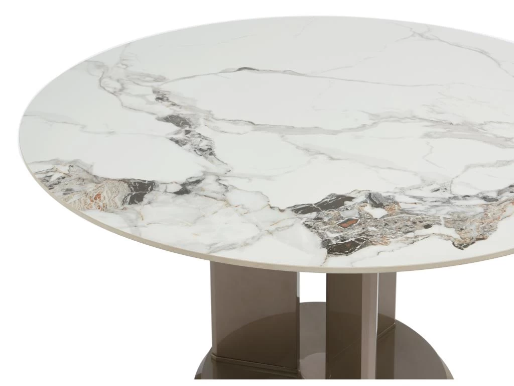 Table à Manger 4 Couverts En Céramique Et MDF - Effet Marbre Blanc Et Taupe Laqué - GOULBURN 8 Table à Manger 4 Couverts En Céramique Et MDF - Effet Marbre Blanc Et Taupe Laqué - GOULBURN – Image 6