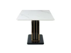 Table à Manger 6 Couverts En Céramique Et MDF - Effet Marbre Blanc, Doré Et Noir Laqué - BALLARAT -Vous savez quand c'est un magasin de meubles. table a manger 7171231