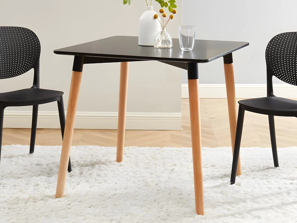 Table à Manger 2 Couverts En MDF Et Hêtre - Noir - CARISELA 4 Table à Manger 2 Couverts En MDF Et Hêtre - Noir - CARISELA – Image 2