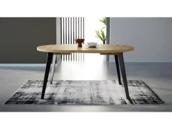 Table Ronde Extensible 110/155 Cm Decor Bois - Pieds Métal - VANESSA -Vous savez quand c'est un magasin de meubles. table a manger 9177625