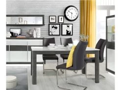 Table De Repas Extensible 160 à 206 Cm Bois Blanc Et Gris - CALVI -Vous savez quand c'est un magasin de meubles. table a manger 9178791