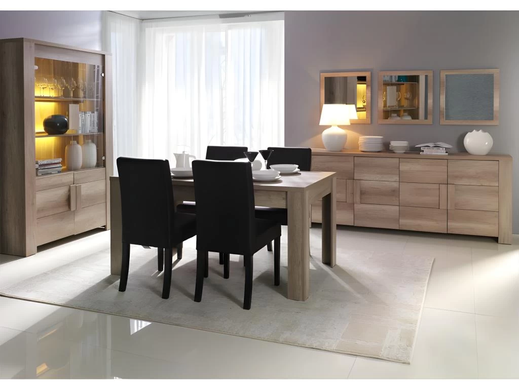 Table Extensible Pour Salle à Manger FARRA. Dimensions 160-200 Cm Avec Rallonge. Coloris Oak Canyon, Chêne Clair 5 Table Extensible Pour Salle à Manger FARRA. Dimensions 160-200 Cm Avec Rallonge. Coloris Oak Canyon, Chêne Clair – Image 3