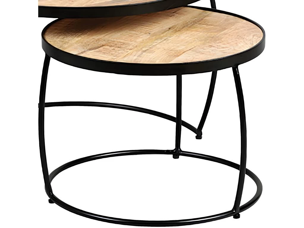 GIZEM - Lot De 2 Tables Basses Gigognes Métal Et Bois 5 GIZEM - Lot De 2 Tables Basses Gigognes Métal Et Bois – Image 3