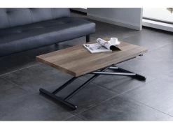 Table Basse Relevable Rectangulaire Extensible Coloris Noyer / Pieds Noir -Longueur 100 X Largeur 50-100 Cm -Vous savez quand c'est un magasin de meubles. table basse 10151523