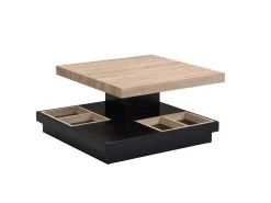 Table Basse - Plateau Pivotant - MDF Laqué Noir Et Naturel - FAUSTO 19 Table Basse - Plateau Pivotant - MDF Laqué Noir Et Naturel - FAUSTO -Vous savez quand c'est un magasin de meubles. table basse 10557965