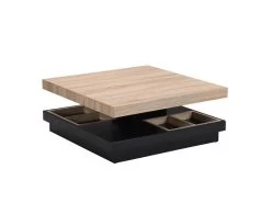 Table Basse - Plateau Pivotant - MDF Laqué Noir Et Naturel - FAUSTO 18 Table Basse - Plateau Pivotant - MDF Laqué Noir Et Naturel - FAUSTO -Vous savez quand c'est un magasin de meubles. table basse 10557969