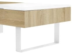 Table Basse Avec Plateau Relevable Et 1 Tiroir - MDF Et Acier - Naturel Et Blanc - BALUN -Vous savez quand c'est un magasin de meubles. table basse 10696509