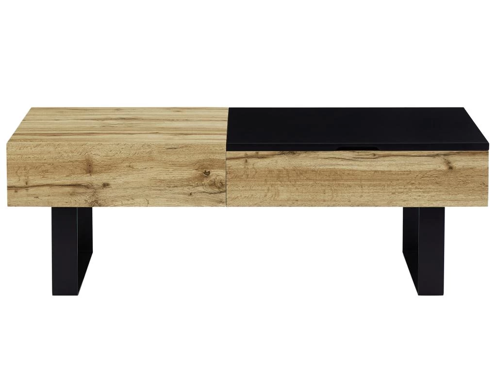 Table Basse Avec Plateau Relevable Et 1 Tiroir - MDF Et Acier - Naturel Et Noir - BALUN 7 Table Basse Avec Plateau Relevable Et 1 Tiroir - MDF Et Acier - Naturel Et Noir - BALUN – Image 5