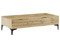 Table Basse Avec 2 Plateaux Relevables Et 1 Porte - MDF Et Acier - Naturel Et Noir - KAYLINO -Vous savez quand c'est un magasin de meubles. table basse 10735315