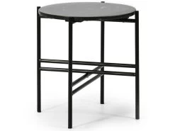 Table Auxiliaire Bombay Avec Plateau En Marbre Noir Et Pieds Métalliques En Noir Mat