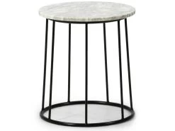 Table Auxiliaire Colombo Avec Plateau En Marbre Blanc Massif Et Pieds Métalliques