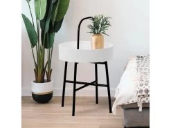 Table Auxiliaire Jaipur Avec Plateau En MDF Blanc Et Structure Métallique En Noir Mat -Vous savez quand c'est un magasin de meubles. table basse 10761747