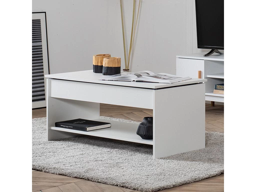 Table Basse Avec Plateau Relevable Blanche HEDDA - HAPPY GARDEN 3 Table Basse Avec Plateau Relevable Blanche HEDDA - HAPPY GARDEN